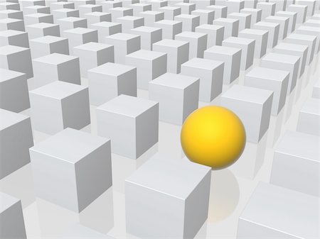 simsearch:400-04945068,k - Bright yellow sphere in row of grey boxes Stockbilder - Microstock & Abonnement, Bildnummer: 400-05192633