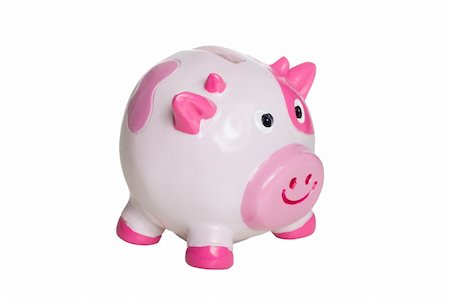 ugly pink and white piggy bank, isolated on white Stock Photo - Budget Royalty-Free & Subscription, Code: 400-05192696