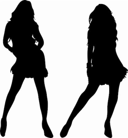 simsearch:400-05192783,k - 2 sexy Women silhouettes on white background. Editable Vector Image Fotografie stock - Microstock e Abbonamento, Codice: 400-05192783