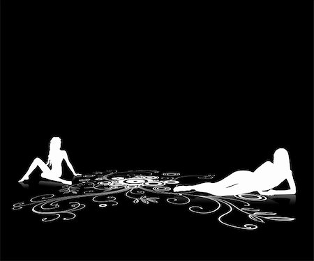 prostitution - The girls laying on a floor on a black background Foto de stock - Super Valor sin royalties y Suscripción, Código: 400-05193235