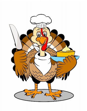 An adorable cartoon turkey ready to serve piece of cake Stock Photo - Budget Royalty-Free & Subscription, Code: 400-05193252