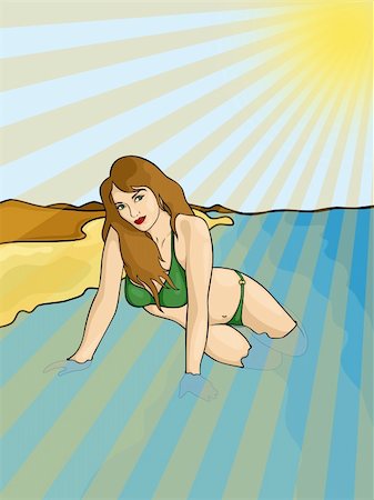 skylark12 (artist) - illustration of a girl in a swimsuit Photographie de stock - Aubaine LD & Abonnement, Code: 400-05193610