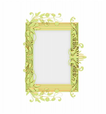 simsearch:400-07449230,k - Isolated decorative golden frame over white background Foto de stock - Super Valor sin royalties y Suscripción, Código: 400-05204196