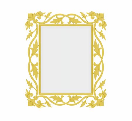 simsearch:400-04368805,k - Isolated decorative golden frame over white background Photographie de stock - Aubaine LD & Abonnement, Code: 400-05204211