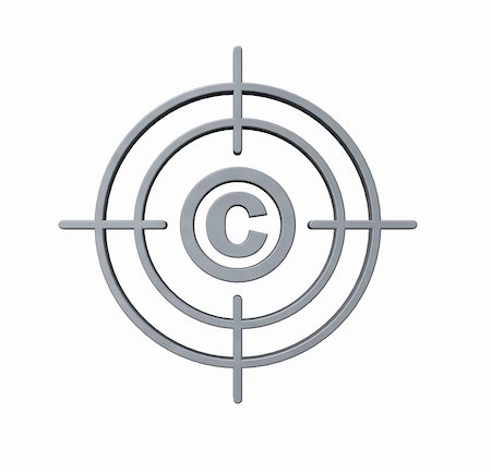 gun sight with copyright symbol on white background - 3d illustration Stock Photo - Budget Royalty-Free & Subscription, Code: 400-05204351