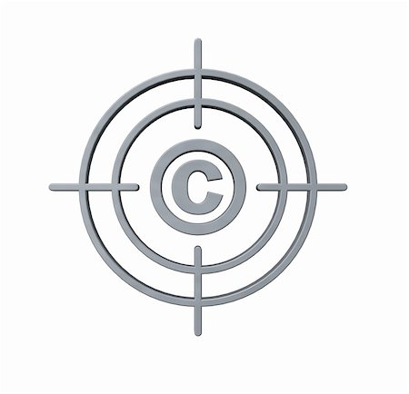 simsearch:400-04259111,k - gun sight with copyright symbol on white background - 3d illustration Fotografie stock - Microstock e Abbonamento, Codice: 400-05204351