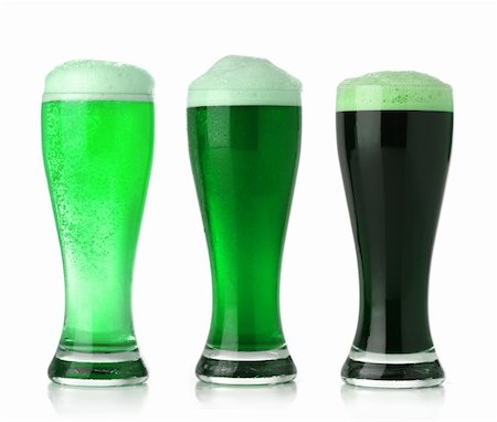 different glasses beer - St. Patrick's Day green beer Stock Photo - Budget Royalty-Free & Subscription, Code: 400-05204943