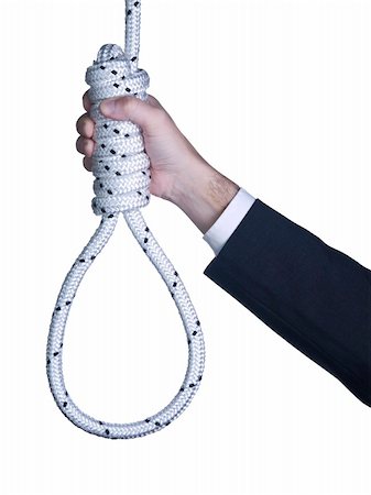 A man on a suit holds a hangman's noose isolated over a white background. Stock Photo - Budget Royalty-Free & Subscription, Code: 400-05205466