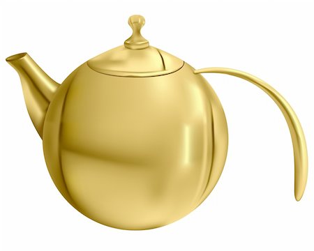 pot of gold - vector golden color teapot on white background Stock Photo - Budget Royalty-Free & Subscription, Code: 400-05205538