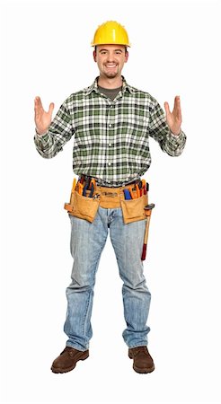 simsearch:400-07408098,k - manual worker in showing pose isolated on white Stock Photo - Budget Royalty-Free & Subscription, Code: 400-05205693