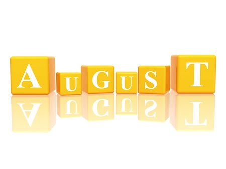 simsearch:696-03397950,k - 3d yellow cubes with letters makes august Stock Photo - Budget Royalty-Free & Subscription, Code: 400-05206319