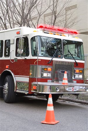 fire trucks with fire - A Firetruck at the scene of an emergency Stock Photo - Budget Royalty-Free & Subscription, Code: 400-05206459