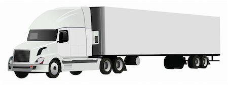 semi truck isolated - vector truck with trailer on white background Stock Photo - Budget Royalty-Free & Subscription, Code: 400-05206502