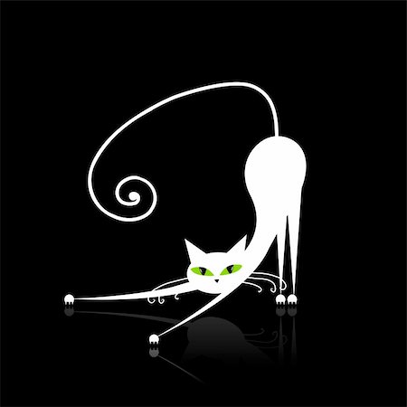 simsearch:400-04334230,k - White cat with green eyes on black Foto de stock - Super Valor sin royalties y Suscripción, Código: 400-05206608