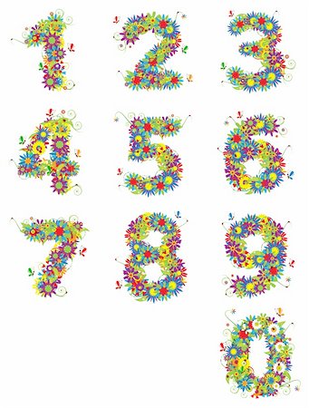 simsearch:400-04133414,k - Numbers, floral design. See also numbers in my gallery Stock Photo - Budget Royalty-Free & Subscription, Code: 400-05206633