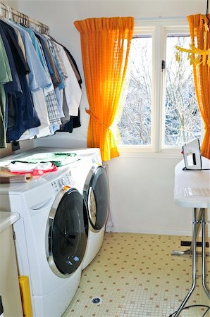 Laundry room with modern washer and dryer Stock Photo - Budget Royalty-Free & Subscription, Code: 400-05206752