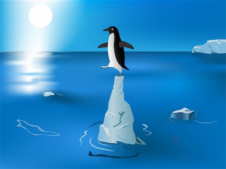 confused penguin on standing the piece of iceberg Stock Photo - Budget Royalty-Free & Subscription, Code: 400-05206854