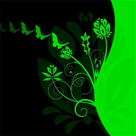 Colourful bright floral background with butterfly Stock Photo - Budget Royalty-Free & Subscription, Code: 400-05206865