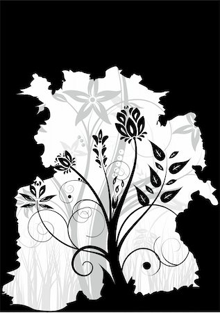 Black and white floral background (vertical position) Stock Photo - Budget Royalty-Free & Subscription, Code: 400-05206870