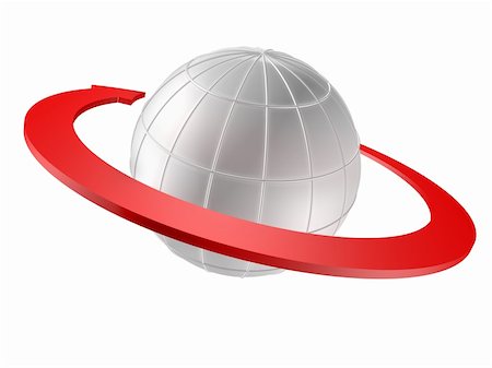 simsearch:700-00157997,k - 3D rendered Globe with red arrow as orbit. Isolated on white Stock Photo - Budget Royalty-Free & Subscription, Code: 400-05207019