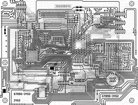 Monochrome black and white abstract background - electronic circuit board Photographie de stock - Aubaine LD & Abonnement, Code: 400-05207480