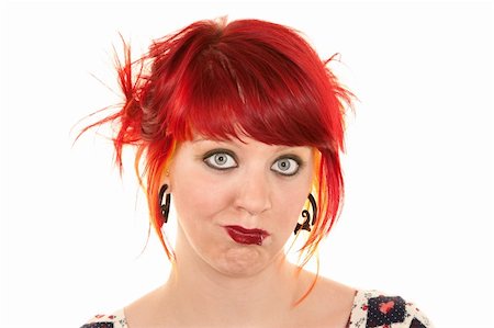 simsearch:400-05054627,k - Pretty punky girl with brightly dyed red hair Stock Photo - Budget Royalty-Free & Subscription, Code: 400-05207657