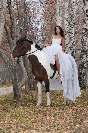 Young woman and horse in a forest Stock Photo - Budget Royalty-Free & Subscription, Code: 400-05208179