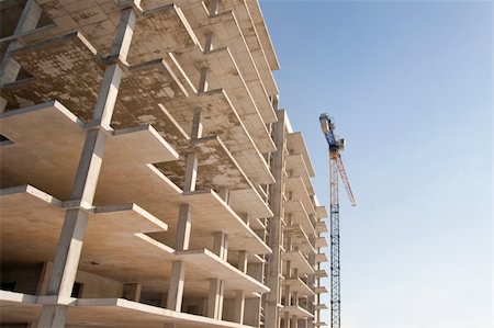 concrete building construction with crane Stock Photo - Budget Royalty-Free & Subscription, Code: 400-05208472