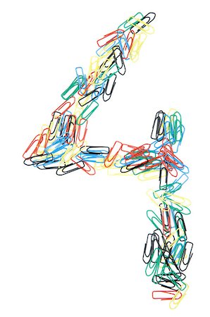 simsearch:400-06070388,k - Number 4 formed with colorful paperclips Photographie de stock - Aubaine LD & Abonnement, Code: 400-05208670