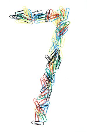 simsearch:400-06070388,k - Number 7 formed with colorful paperclips Photographie de stock - Aubaine LD & Abonnement, Code: 400-05208673