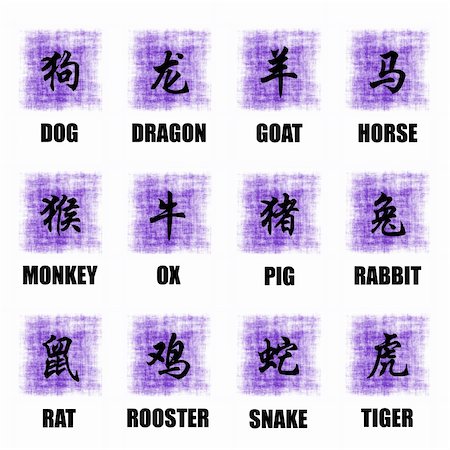 simsearch:400-08625451,k - Chinese Zodiac Animals Lunar Astrology Art Set Stock Photo - Budget Royalty-Free & Subscription, Code: 400-05209034