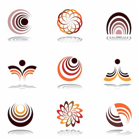 symbols modern art - Design elements in warm colors. Set 12. Vector art in Adobe illustrator EPS format, compressed in a zip file. The different graphics are all on separate layers so they can be easily edited individually. The document can be scaled to any size without loss of quality. Stock Photo - Budget Royalty-Free & Subscription, Code: 400-05209102