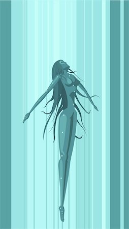 Vector illustration of aqua girl moving up in water Stock Photo - Budget Royalty-Free & Subscription, Code: 400-05209205