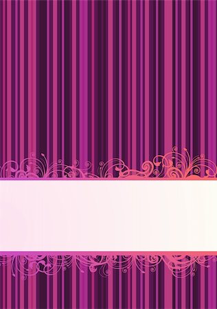 Vector illustration of purple striped wallpaper with floral copy-space Stock Photo - Budget Royalty-Free & Subscription, Code: 400-05209210