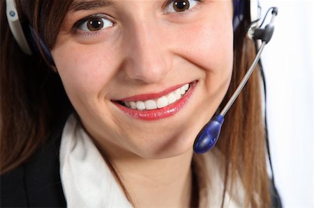 Smiling telephone operator - close-up Stockbilder - Microstock & Abonnement, Bildnummer: 400-05209363