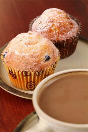 Two delicious muffins with cup of coffee Stock Photo - Budget Royalty-Free & Subscription, Code: 400-05200184