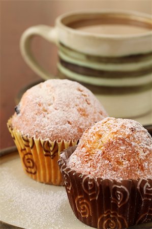 Two delicious muffins with cup of coffee Stock Photo - Budget Royalty-Free & Subscription, Code: 400-05200185