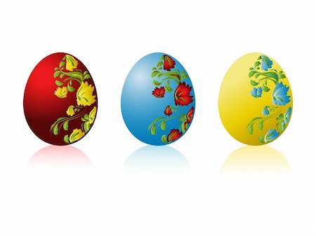 simsearch:400-04242338,k - Three vector colored Easter eggs with pattern Photographie de stock - Aubaine LD & Abonnement, Code: 400-05200250