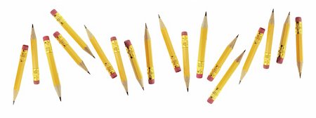 simsearch:400-04775199,k - Short Pencils on Isolated White Background Photographie de stock - Aubaine LD & Abonnement, Code: 400-05200850