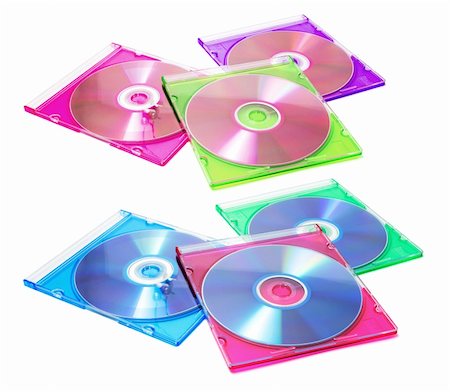 Compact Discs in Plastic Cases on White Background Stock Photo - Budget Royalty-Free & Subscription, Code: 400-05200919