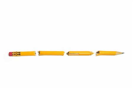 simsearch:400-05288932,k - Broken Pencil Pieces on White Background Fotografie stock - Microstock e Abbonamento, Codice: 400-05201142