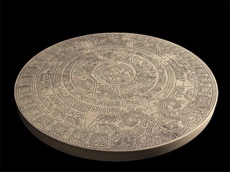 Stone Maya calendar - over black Stock Photo - Budget Royalty-Free & Subscription, Code: 400-05202047