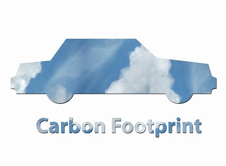An illustration of a car made up of blue sky to represent environmental issues or carbon footprint. Stock Photo - Budget Royalty-Free & Subscription, Code: 400-05202137