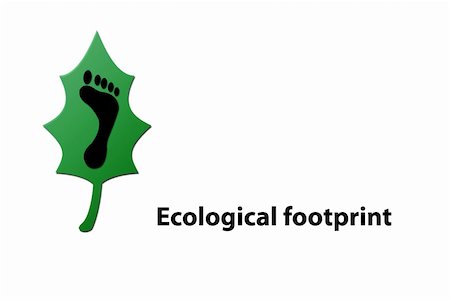 Green leaf and black footprint to represent environmetal issues or carbon footprint. Stock Photo - Budget Royalty-Free & Subscription, Code: 400-05202141
