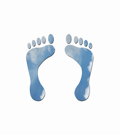 Footprints made up of blue sky with white clouds to represent environmetal issues or carbon footprint. Stock Photo - Budget Royalty-Free & Subscription, Code: 400-05202169