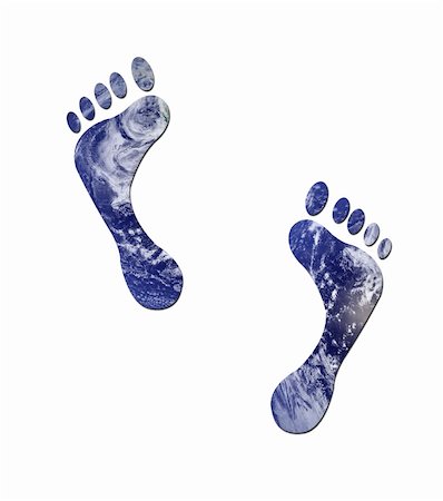 Footprints made up of water to represent environmetal issues or carbon footprint. Water picture from NASA. Stock Photo - Budget Royalty-Free & Subscription, Code: 400-05202170