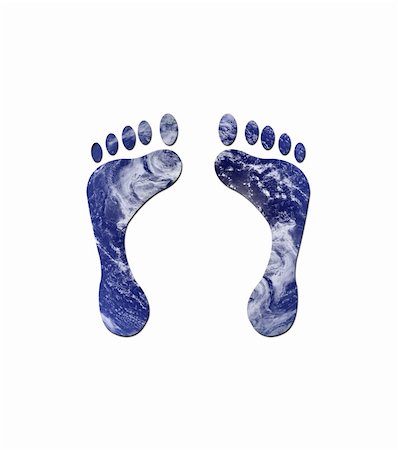 Footprints made up of water to represent environmetal issues or carbon footprint. Water picture from NASA. Stock Photo - Budget Royalty-Free & Subscription, Code: 400-05202171