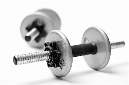 simsearch:400-04329882,k - silvery dumbbells on white background Stock Photo - Budget Royalty-Free & Subscription, Code: 400-05202931