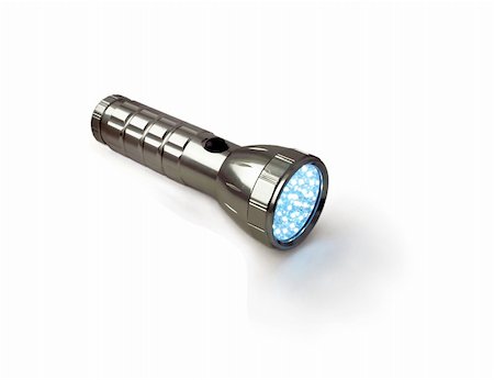 simsearch:400-08187651,k - Modern pocket flashlight isolated on white. Fotografie stock - Microstock e Abbonamento, Codice: 400-05203034