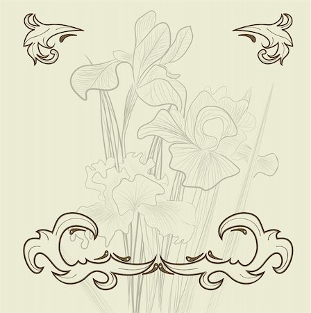 simsearch:400-07217139,k - Retro background with iris flowers Photographie de stock - Aubaine LD & Abonnement, Code: 400-05203111